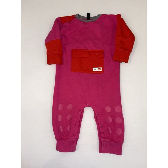 Adidas x Lego Magenta Duplo Jumpsuit Pajama Baby Unisex Size 12 Month Outfit - Picture 1 of 14